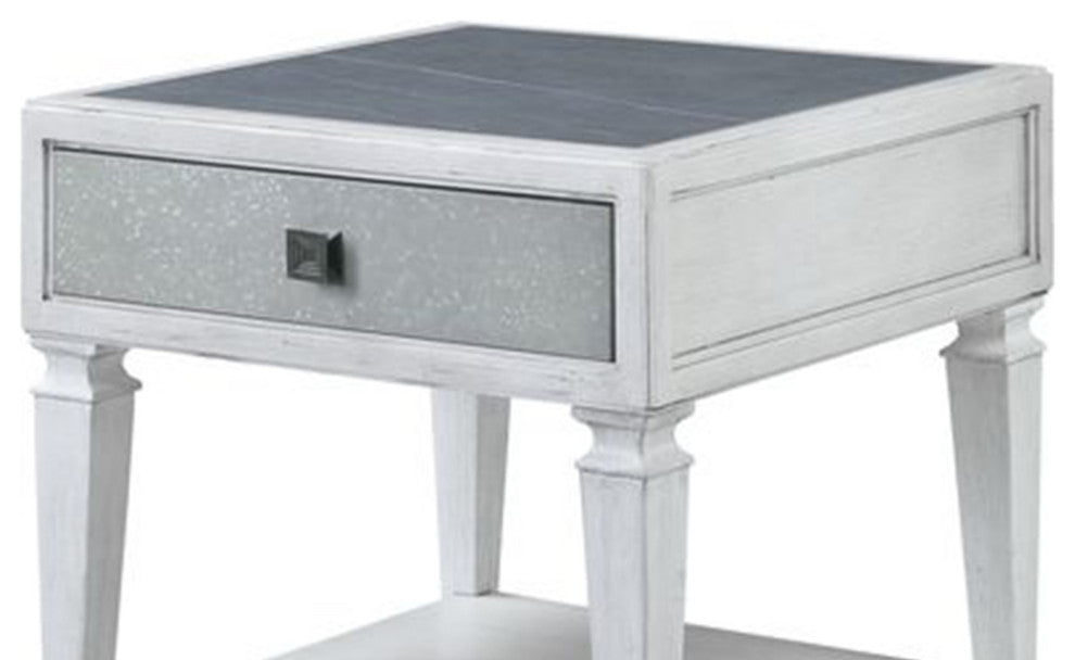 ACME Katia End Table in Rustic Gray & Weathered White Finish