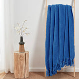 Tweed Knitted Throw Blanket, Snorkel Blue, 50"x60"