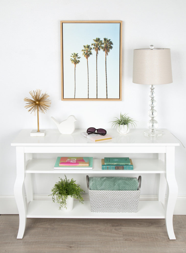 Sylvie Four Palm Trees Natural Framed Canvas Wall Art by Simon Te Tai