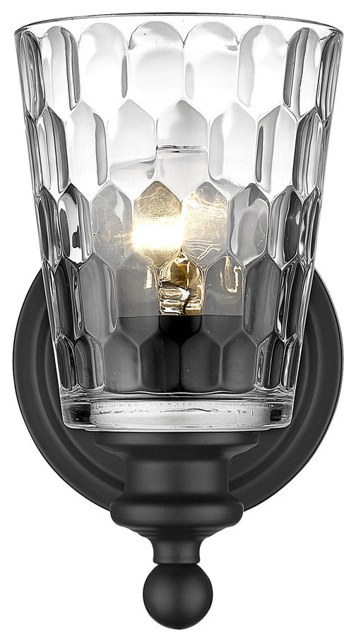 Black Metal and Pebbled Glass Wall Light