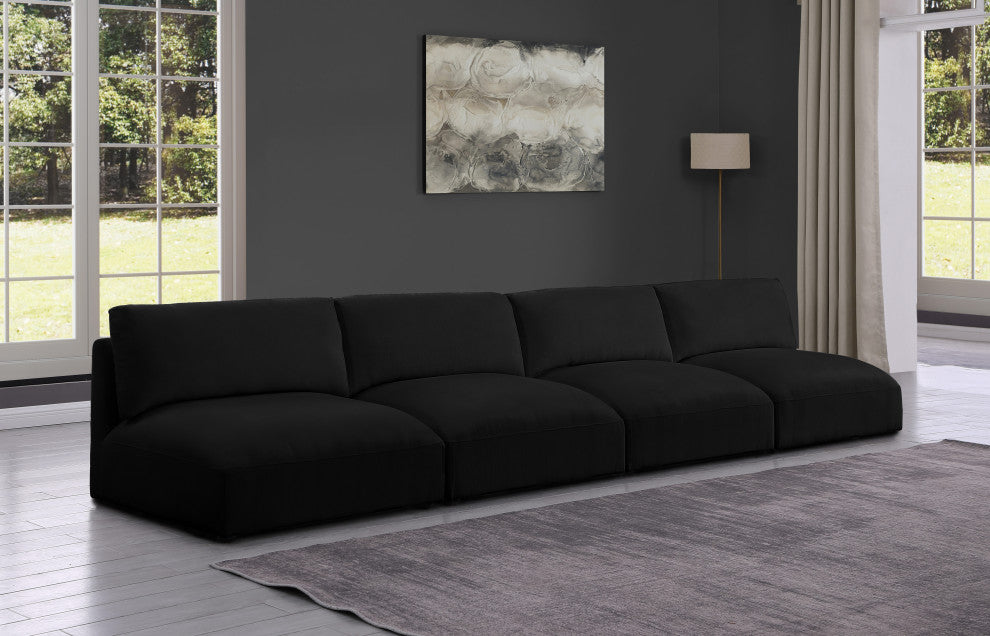 Ease Fabric Upholstered Modular Sofa, Black