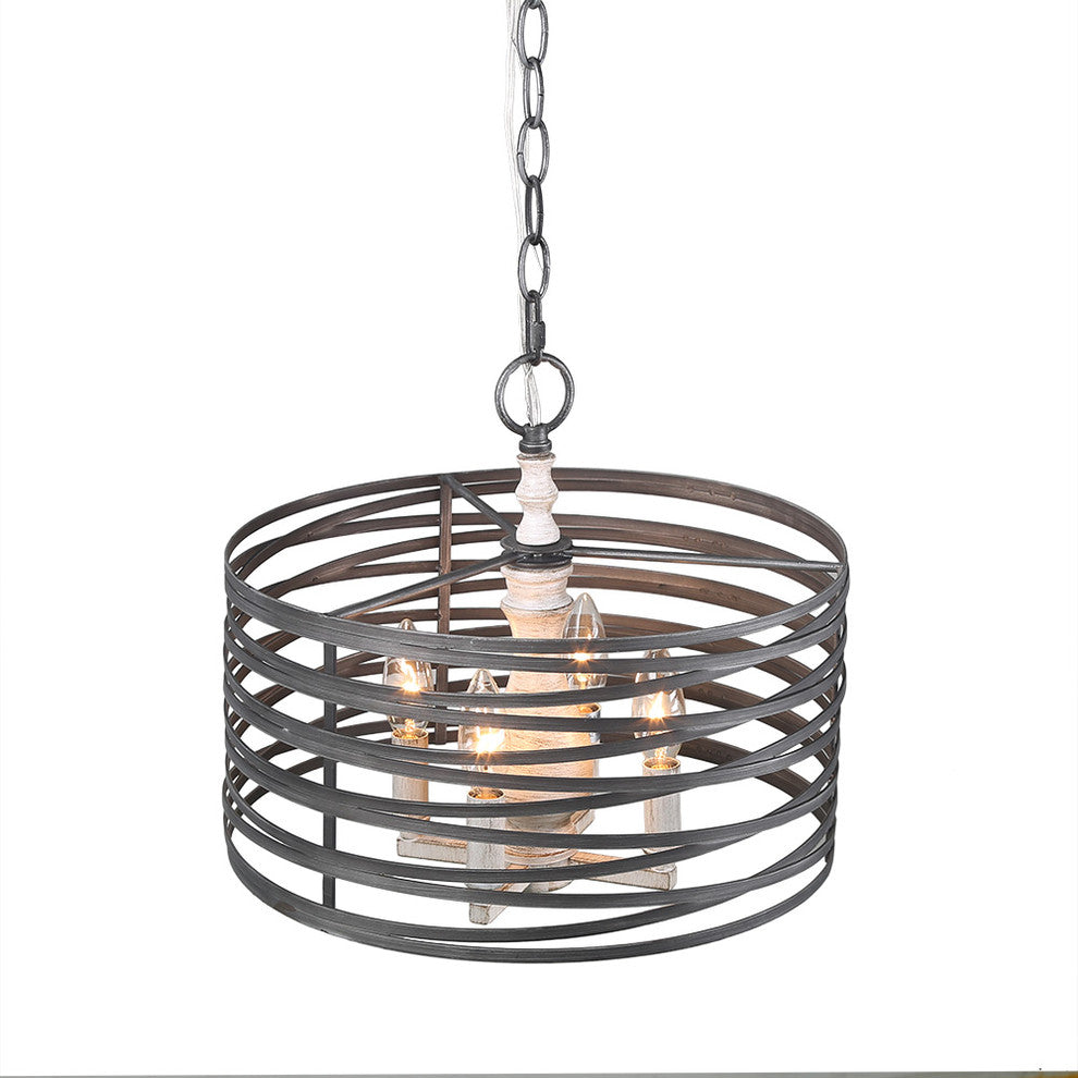 LALUZ 4-Light Drum Pendant Lighting E12 Candle Chandeliers