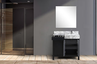 Zilara 36" Black and Grey Single Vanity Set, Monte Chrome Faucet Set