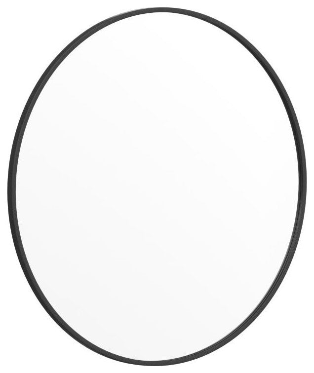 Julianne Round Metal Framed Wall Mirror, Black, 36"