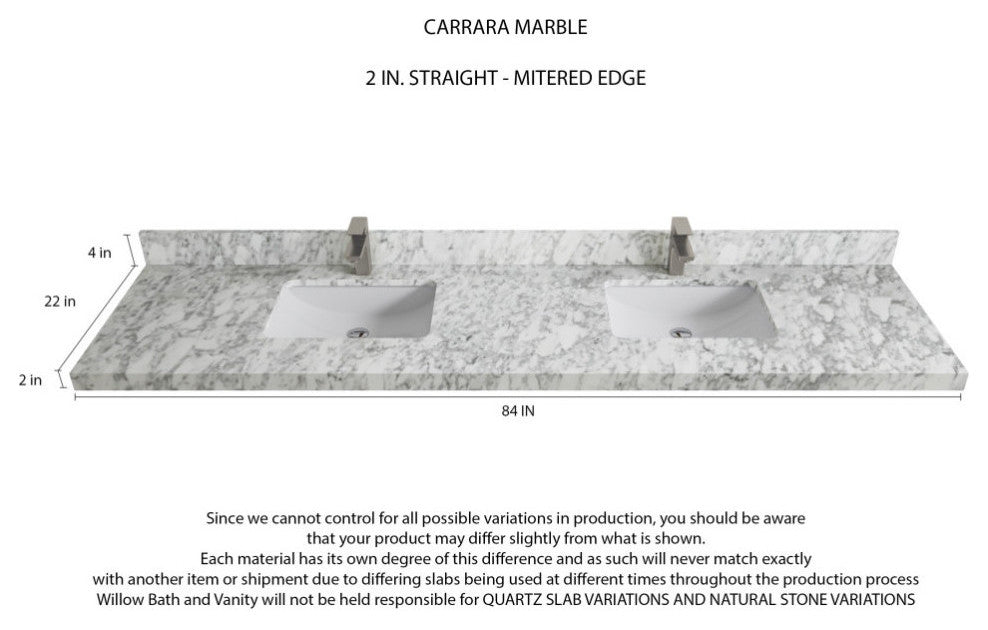 Sonoma Teak 84 Double Sink Bath Vanity in Dark Natural with 2" Carrara Marble