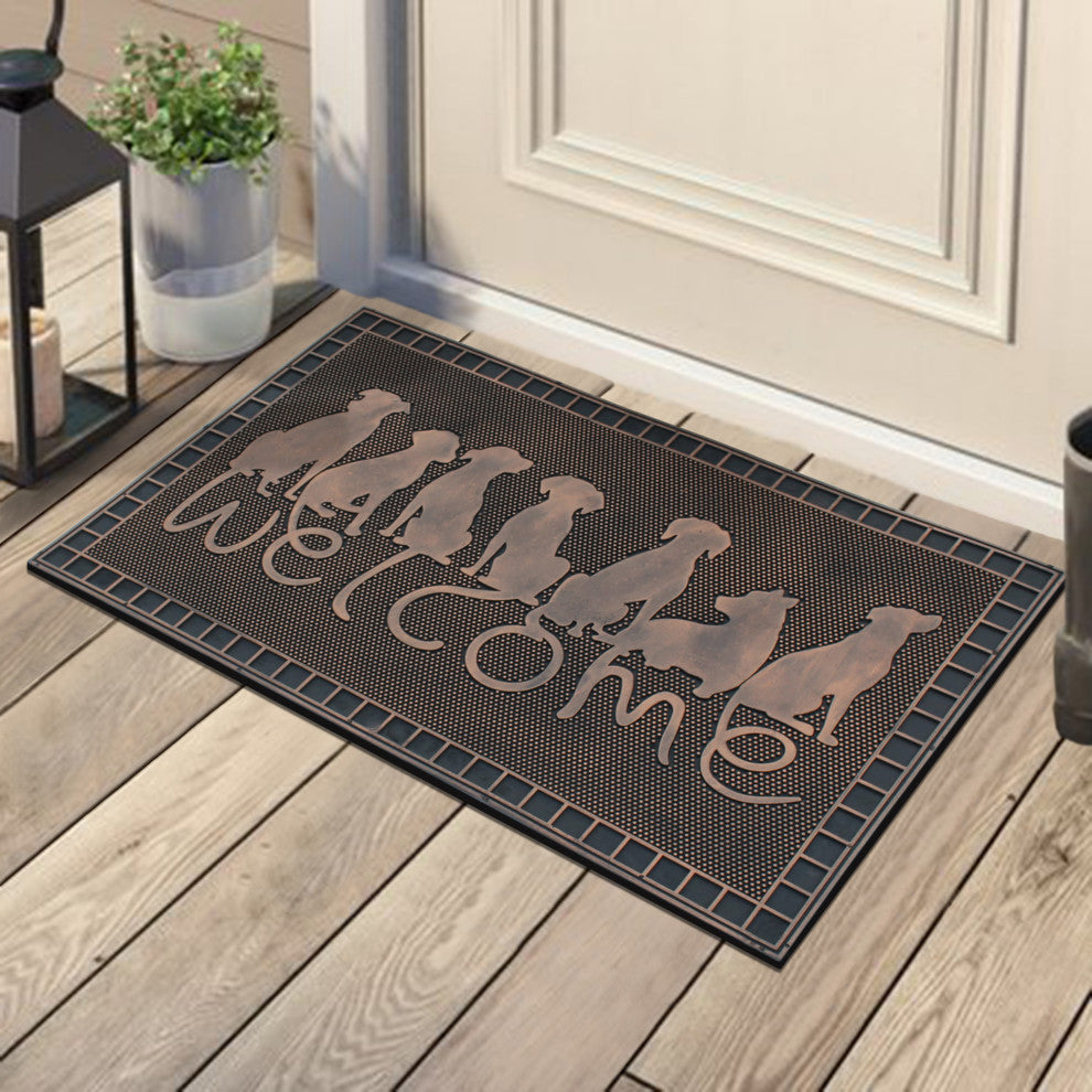 A1HC Dogs Tails Welcome Rubber Pin Mat, Beautifully Copper Finished 18"x30"