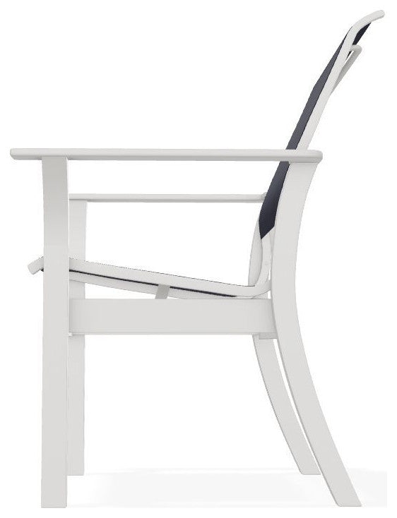 Leeward Sling Stackable Outdoor Dining Chair, Moments Navy/Snow
