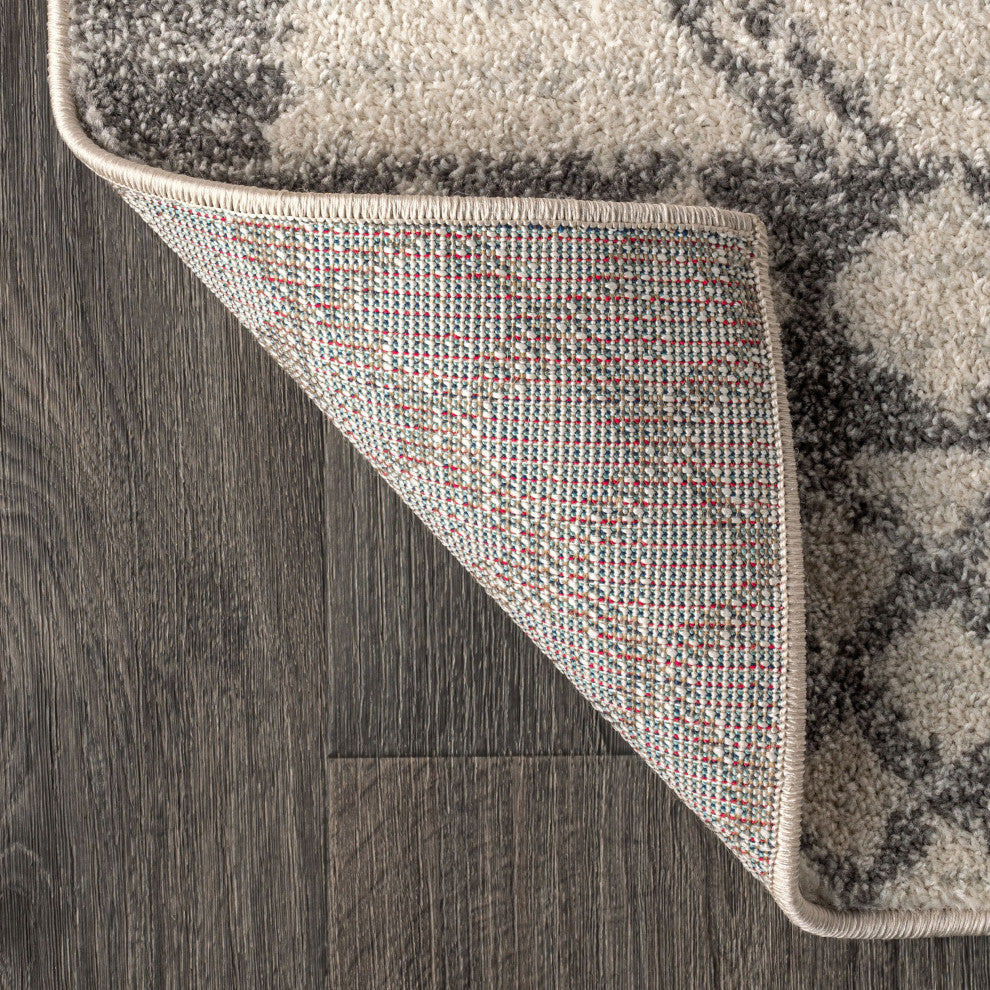 Amir Moroccan Beni Souk Rug, Cream/Gray, 2 X 8