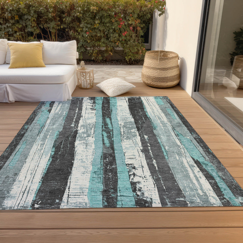 Machine Washable Indoor/Outdoor Chantille ACN1872 Teal 2'6" x 3'10" Rug
