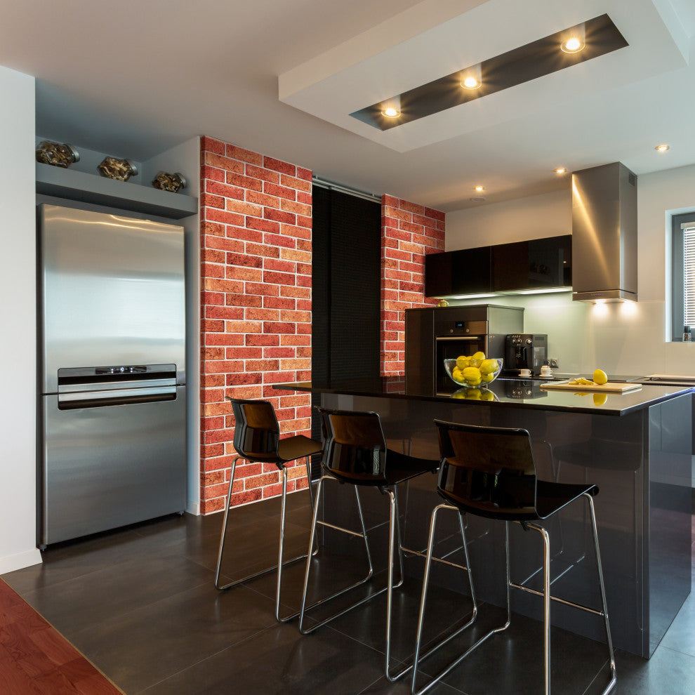 Red Brick 3D Wall Panels, Set of 10, Covers 52 Sq Ft