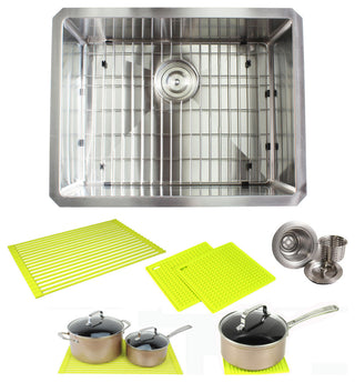 23" 16 Gauge Undermount Single Bowl Stainless Steel Sink Package