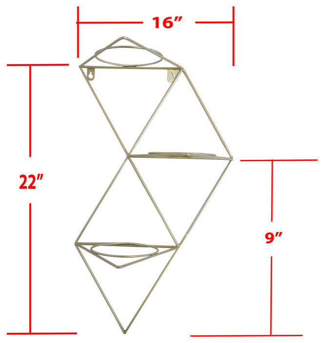 Hanging Planter Vase and  Geometric, White and Brass
