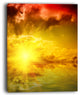 "Red Dramatic Sky With Yellow Sun" Landscape Art Print Canvas, 12"x20"