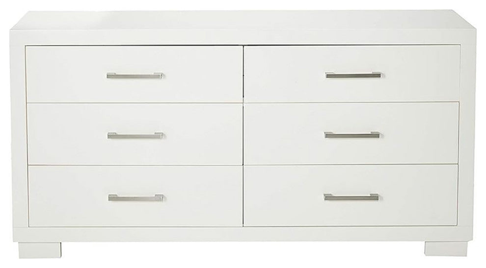 6 Drawers Wood Dresser, White