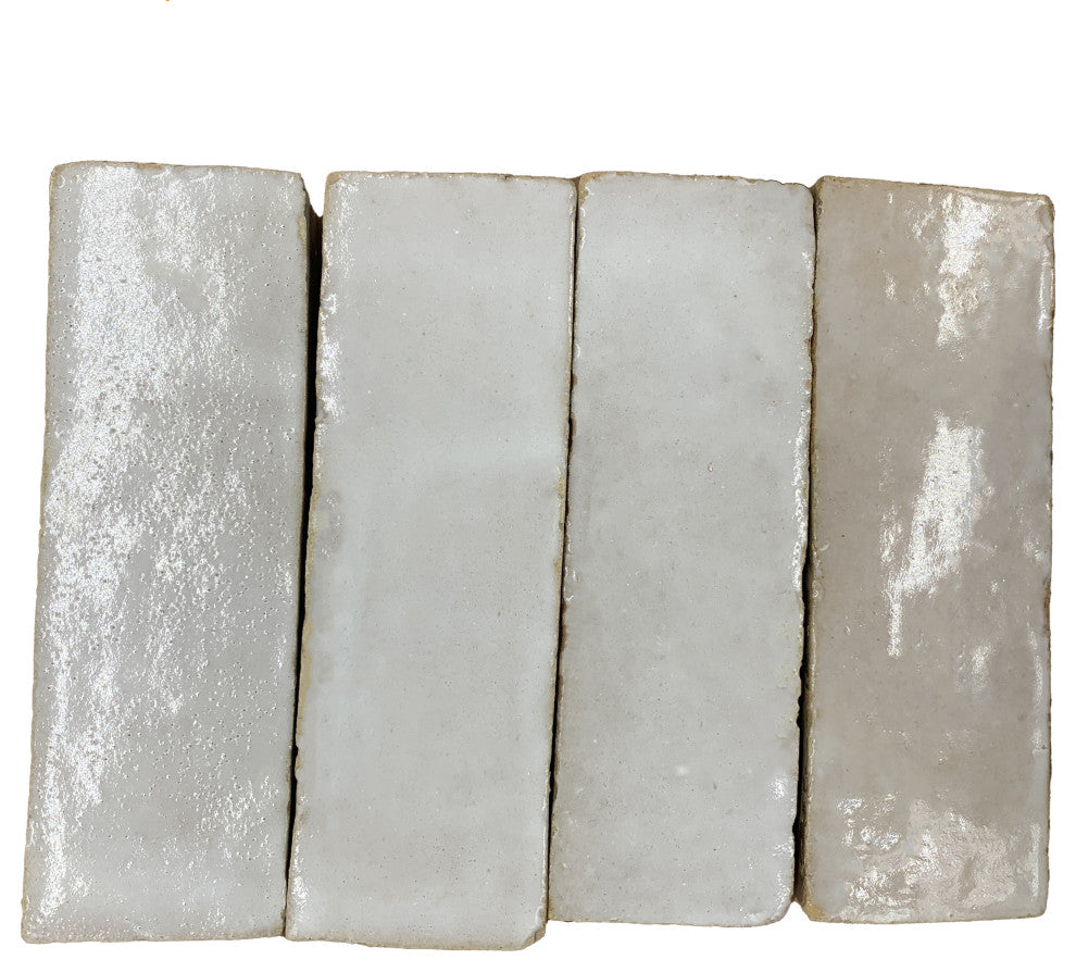 Moroccan Handmade 2x6 Solid Color Zellige Tile, Off-White