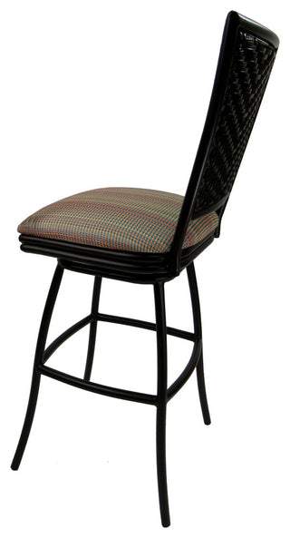 Outdoor Patio Bar Pub Set - 30" Erin Stools - Black Frame, Multi Sun Stripe - Black, 30"