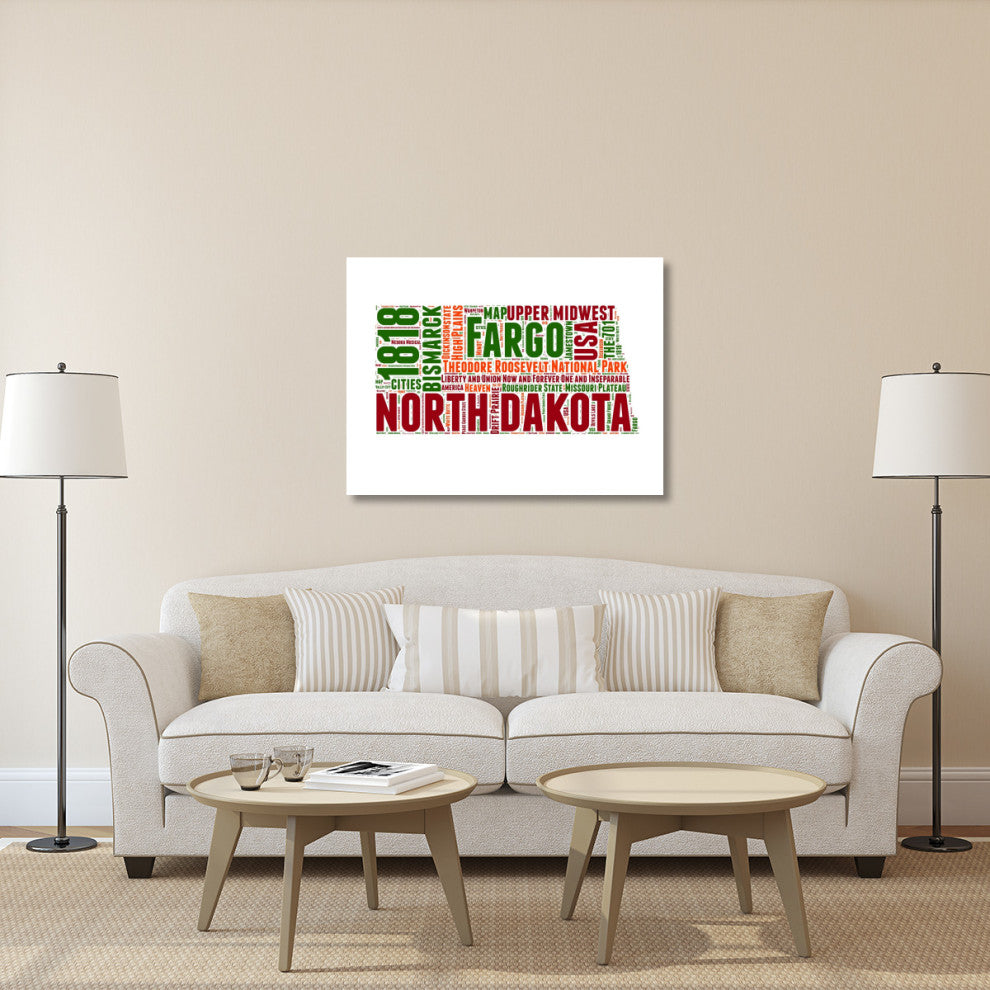 "North Dakota Word Cloud Map" Fine Art Print