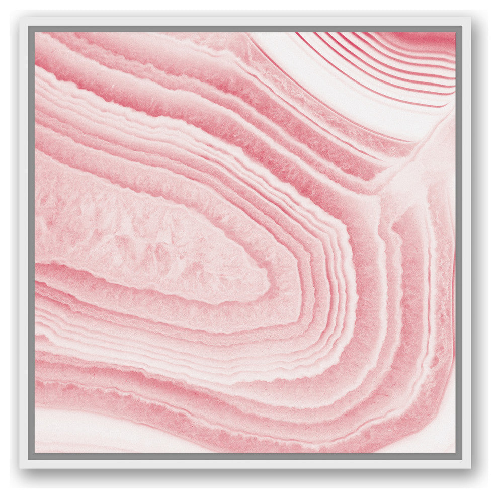 Agate Slice Detail Blush Pink 24x24 White Floating Framed Canvas