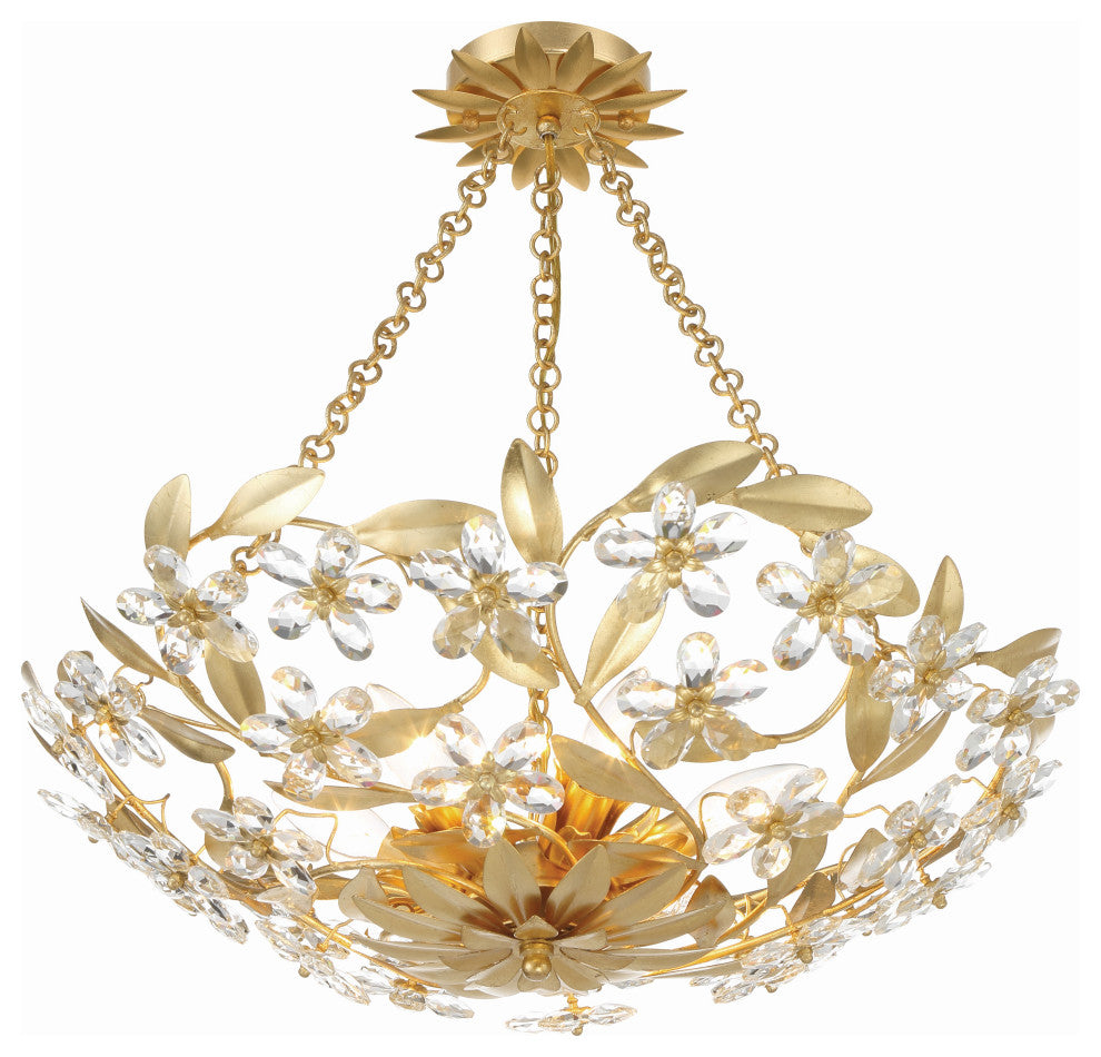 Crystorama Marselle 6 Light Antique Gold Semi Flush Mount