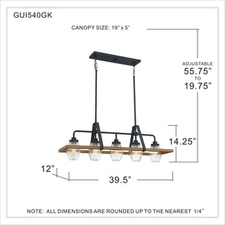 Quoizel GUI540 Guilford 5 Light 40"W Linear Chandelier - Grey Ash
