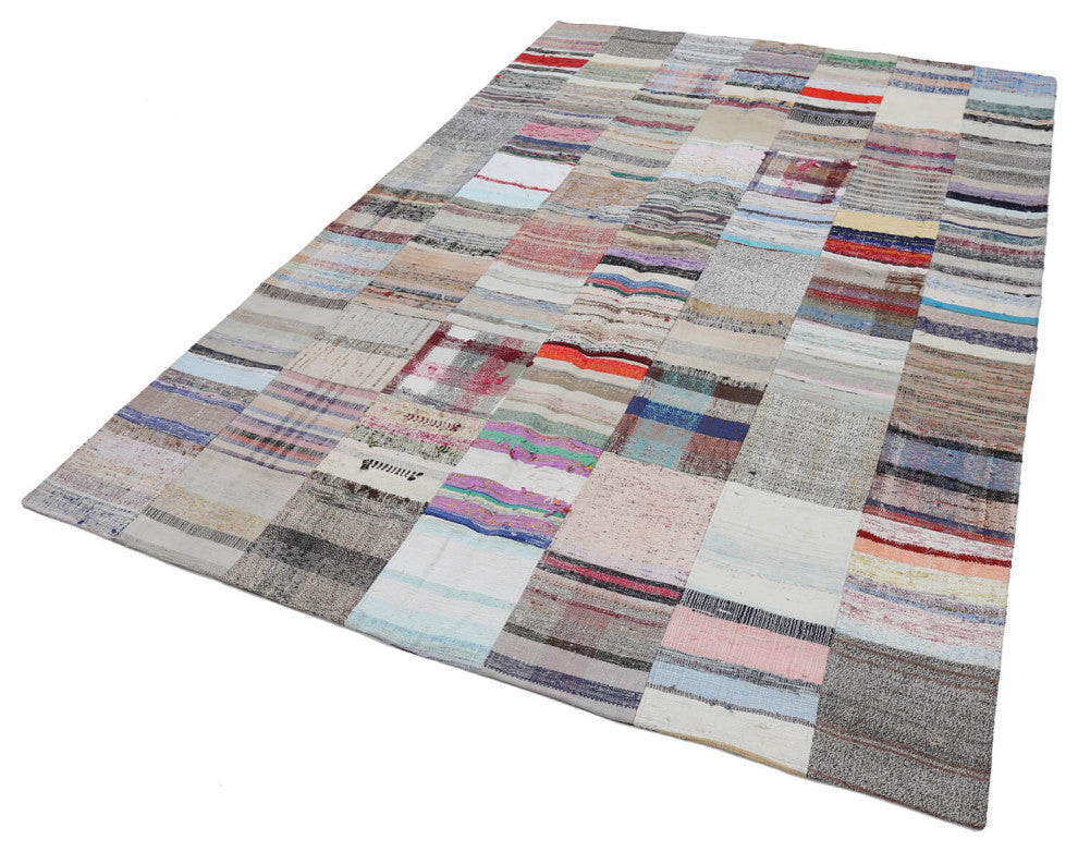 Rug N Carpet - Handmade Oriental 6' 7'' x 9' 10'' Unique Patchwork Kilim Rug