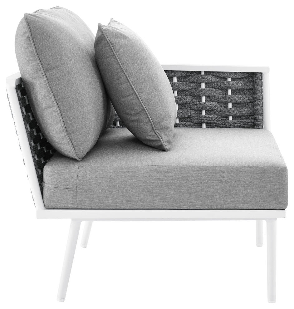 Lounge Chair, White Gray, Aluminum, Modern, Outdoor Patio Hospitality