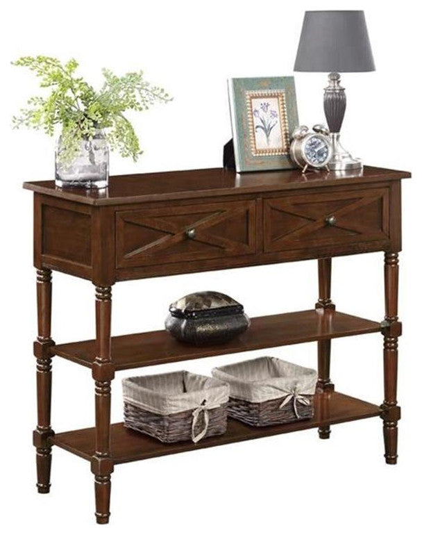Convenience Concepts Country Oxford 2-Drawer Console Table Espresso Wood Finish