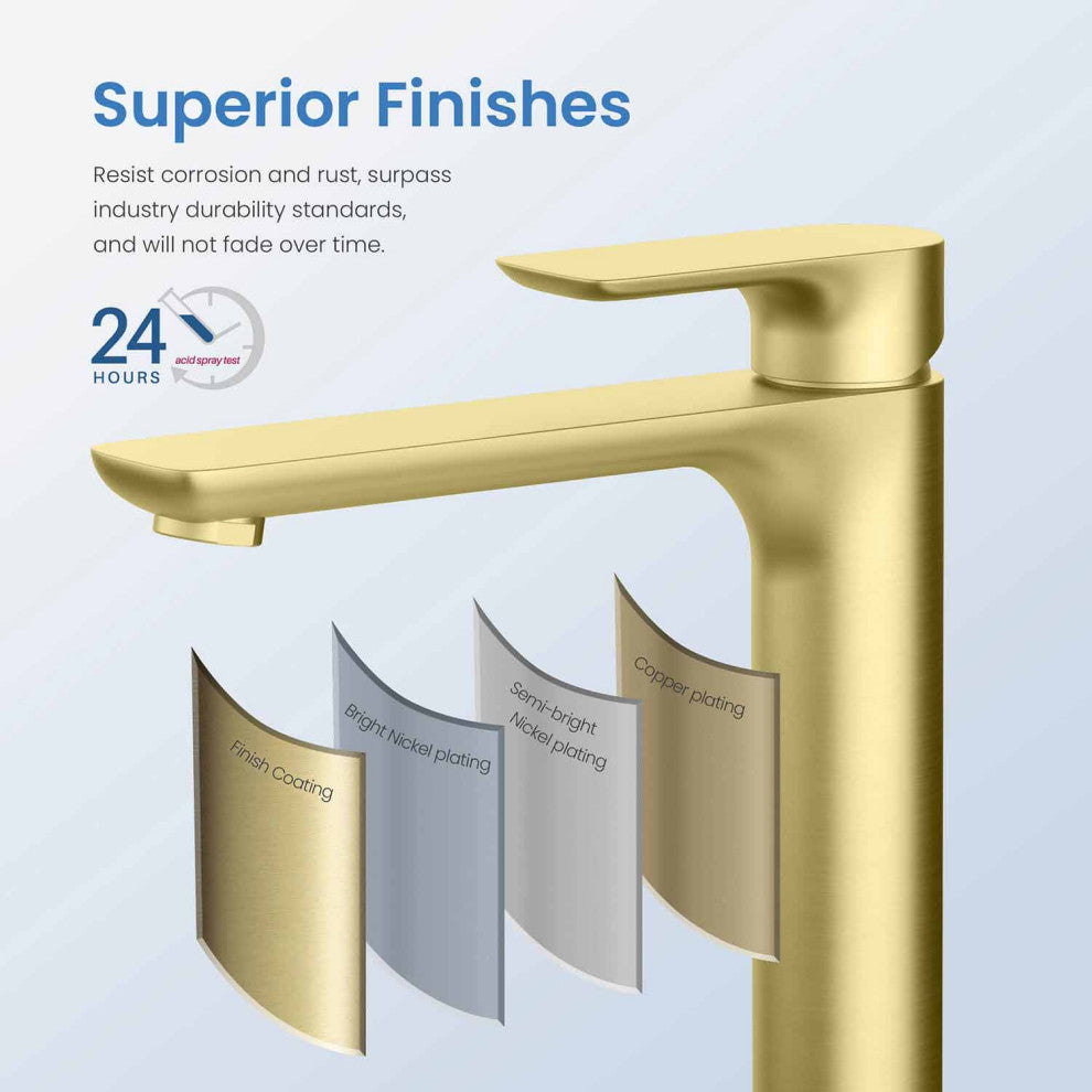 Tender-T Single Handle Bathroom Vessel Sink Faucet, Brushed Gold