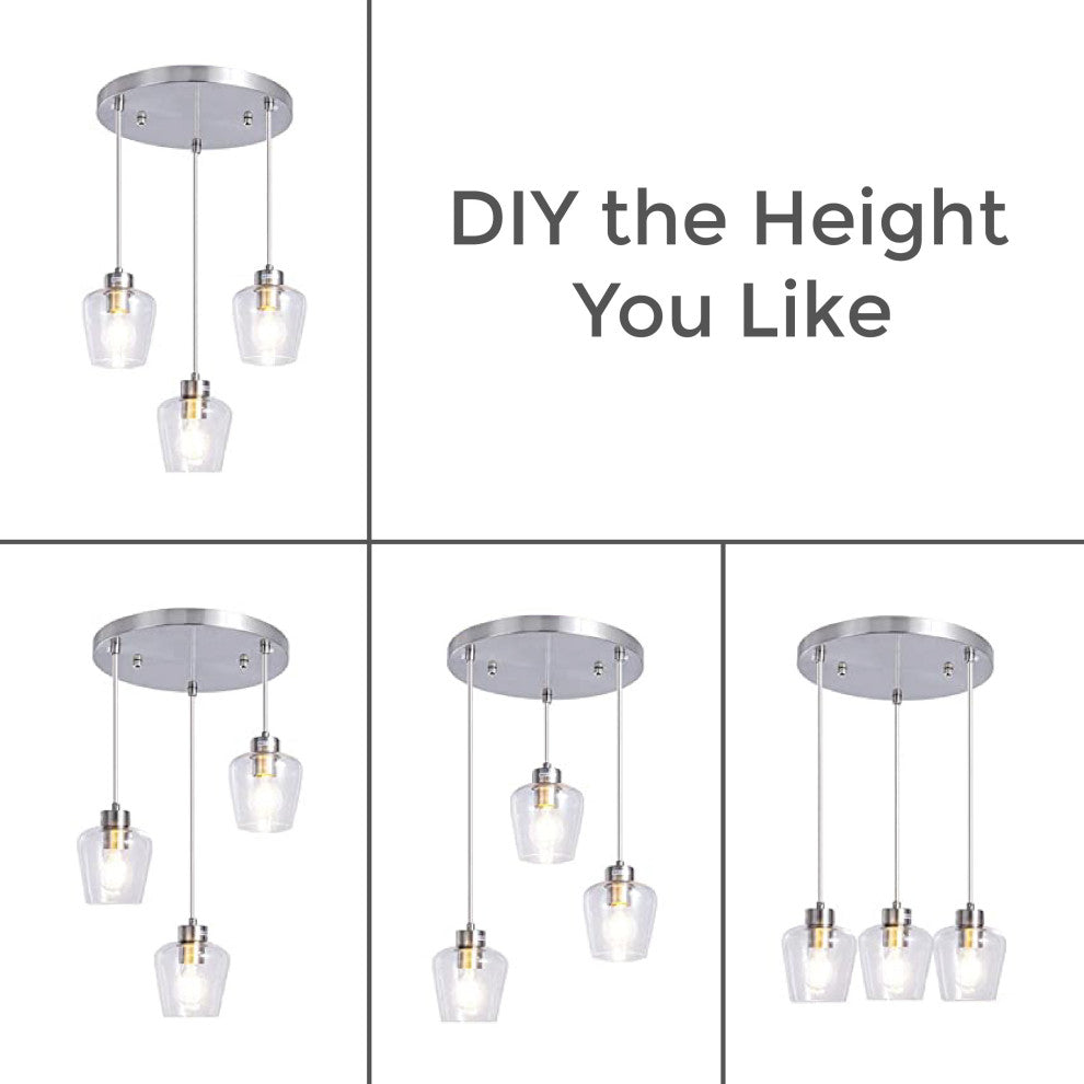 Brushed Nickel pendant light fixtures Art Deco 3 light  kitchen led lights