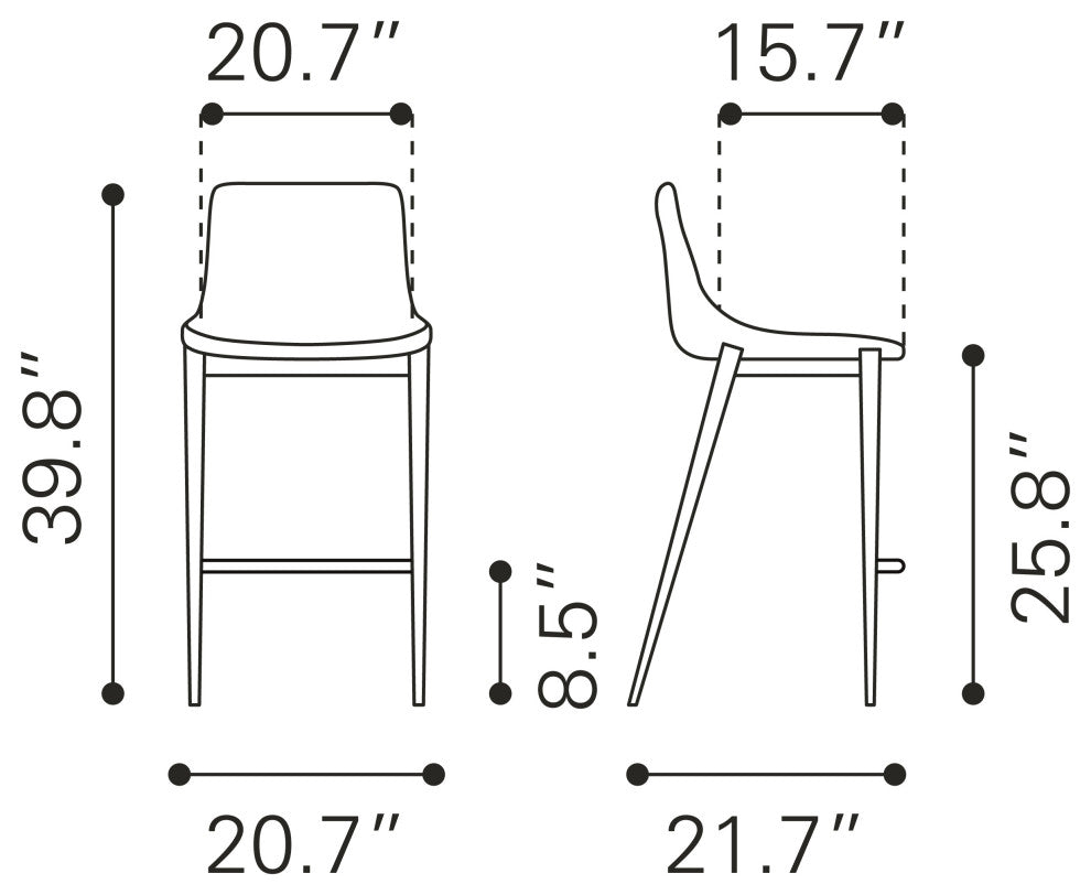 Magnus Counter Chair Dark Gray & Black