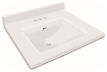 Transolid Savannah 37"x22" Single Bowl Vanity Top, Solid White