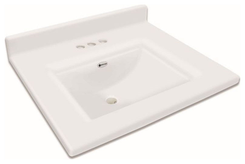 Transolid Savannah 37"x22" Single Bowl Vanity Top, Solid White