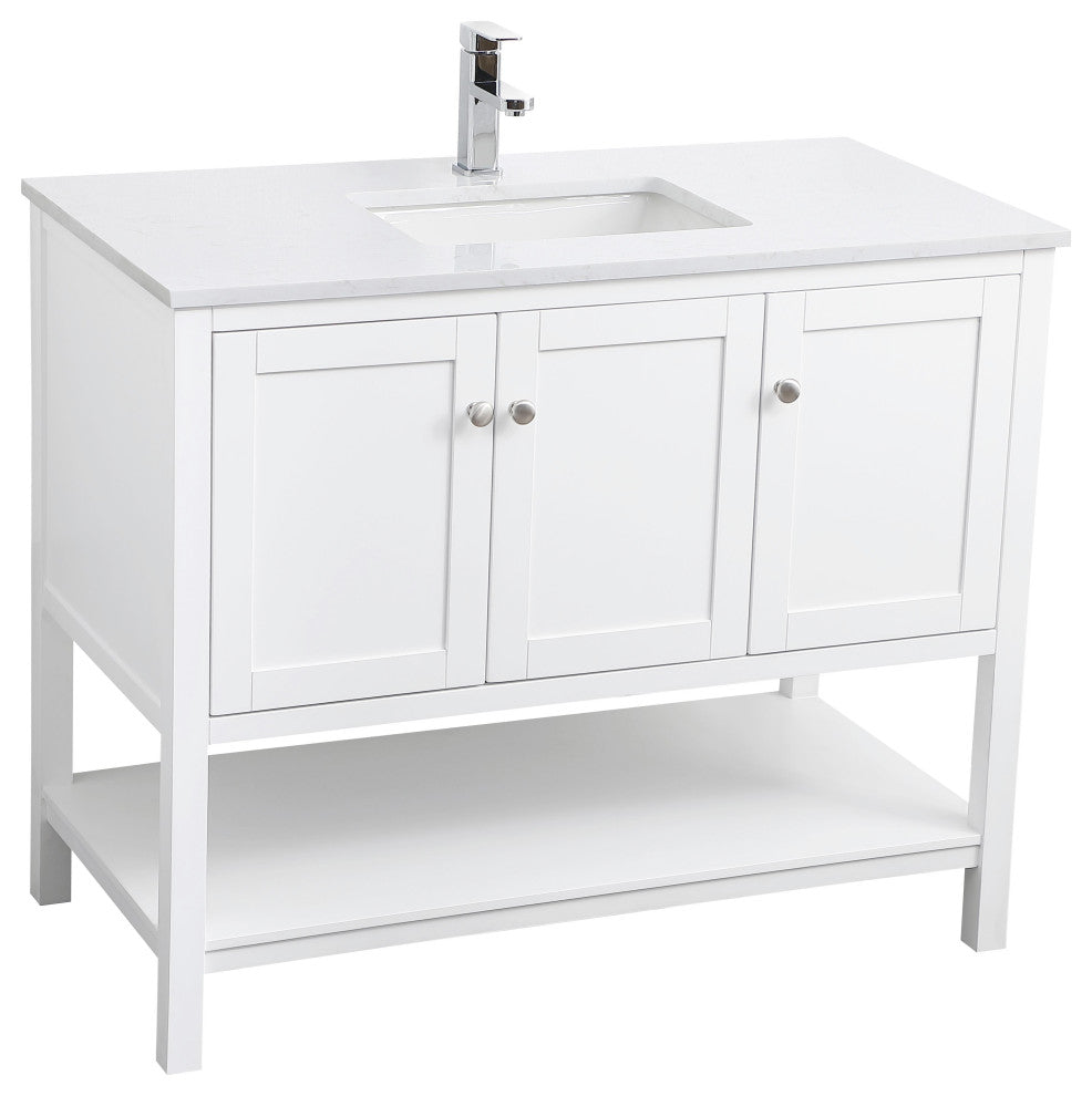 42" Single Bathroom Vanity, White