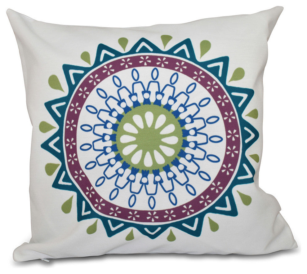 Mod , Geometric Print Pillow, Teal, 16"x16"