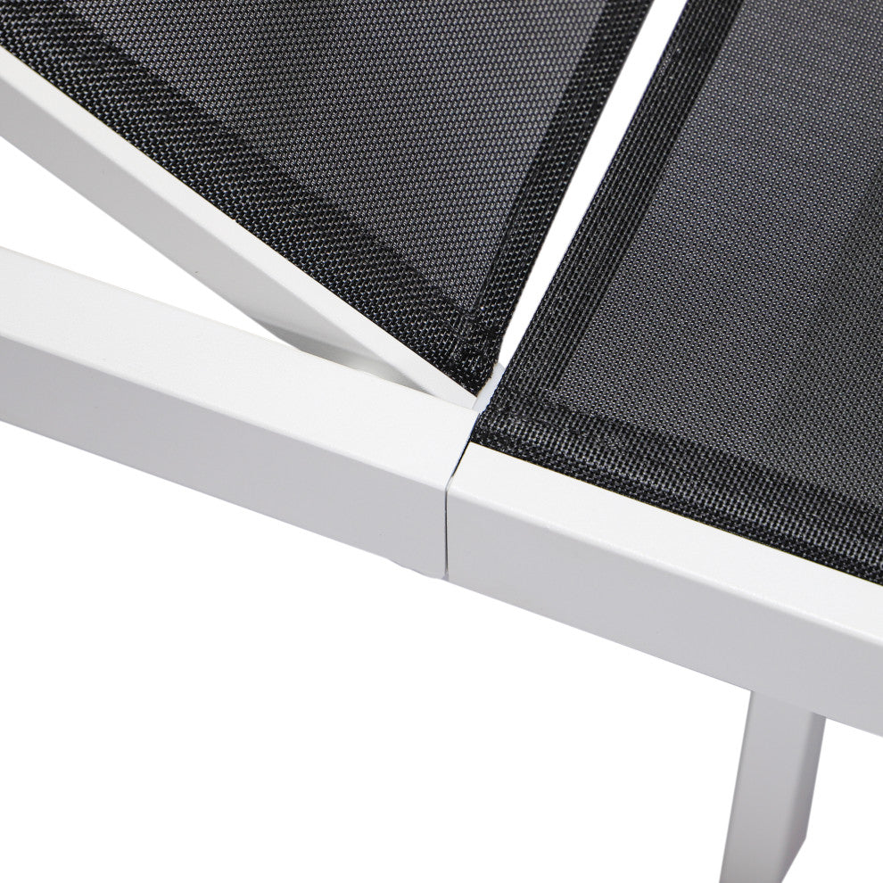 LeisureMod Marlin Patio Chaise Lounge Chair With White Frame, Black