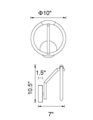 Hoops 1 Light LED Wall Sconce With Satin Gold Finish