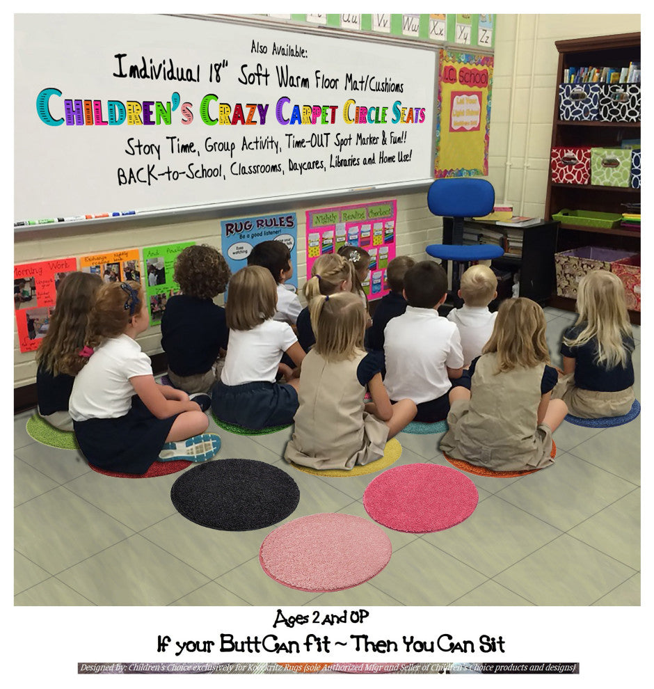 Kids Crazy Carpet Home School Area Rugs, People Pet Friendly, 12 Colors, Surfer