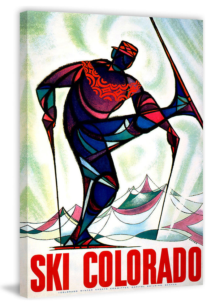 "Ski Colorado" Painting Print on Wrapped Canvas, 12"x18"