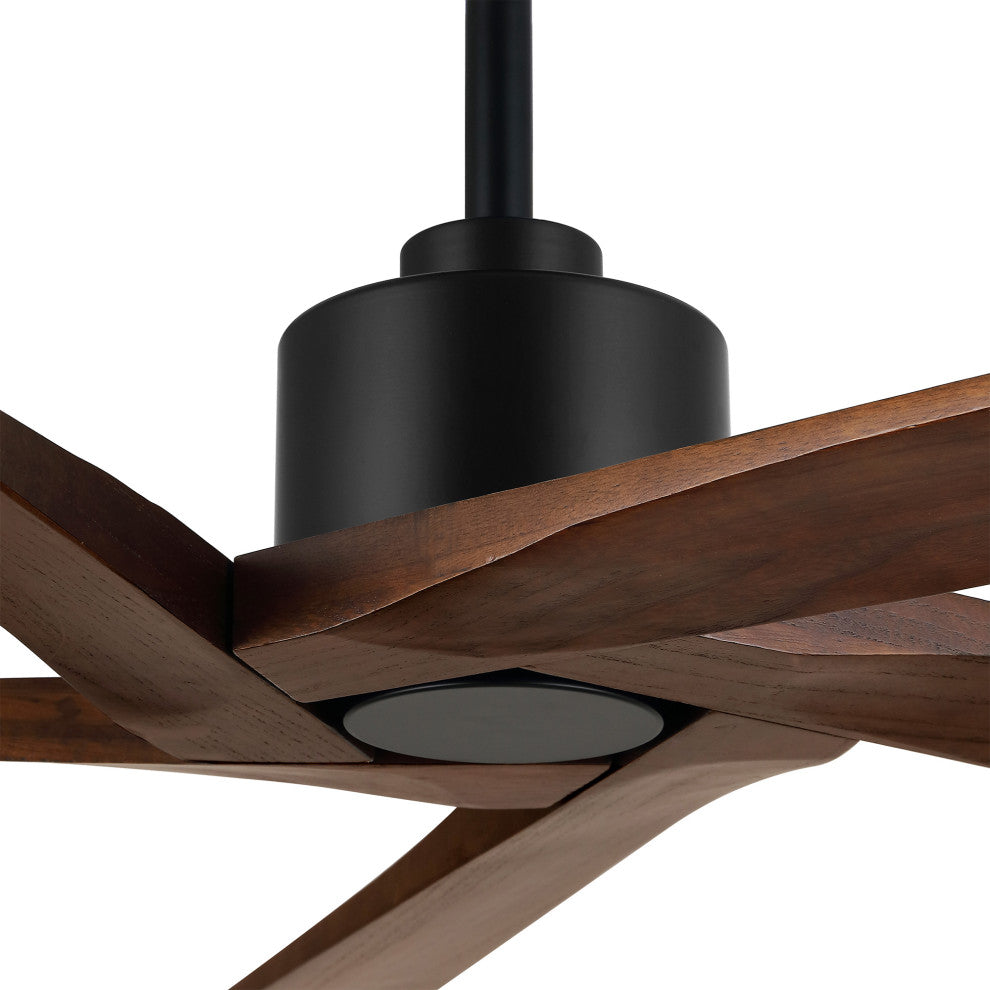 64" Reversible 5-Blade DC Ceiling Fan With Remote Control, Black/Walnut