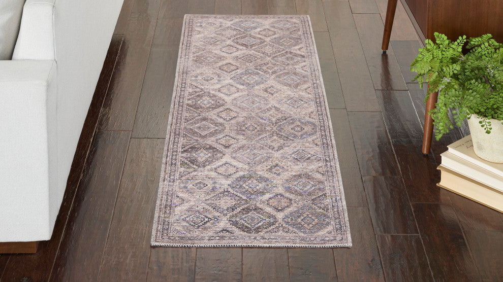Nicole Curtis Nc Series 1 2' x 6' Ivory/Latte Machine Washable Area Rugs