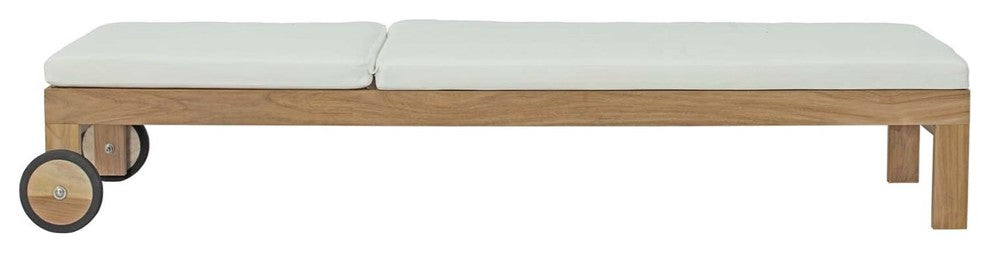 Modern Contemporary Urban Outdoor Patio Balcony Chaise Lounge Chair, White, Wood