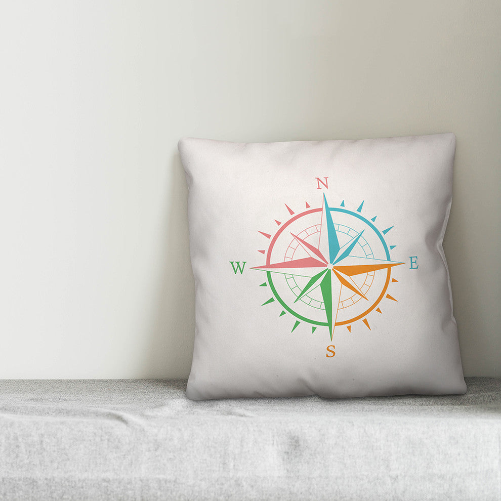 Colorful Compass 16x16 Throw Pillow Cover
