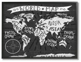 Kids World Map Black and White Nursery Design, 24"x30"