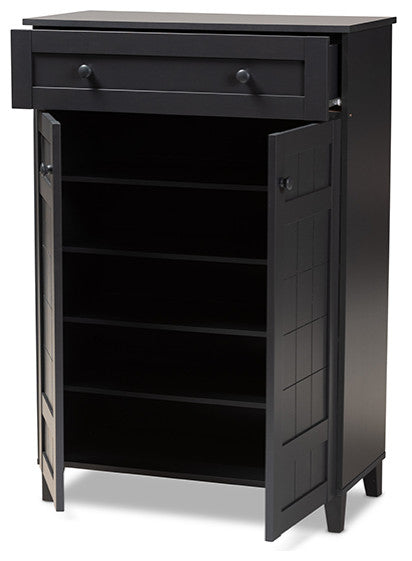 Glidden Dark Grayed 5-Shelf Wood Shoe Storage Cabinet With Drawer