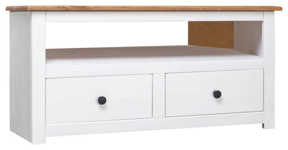 Vidaxl Corner Tv Cabinet White 36.6"x19.3"x19.3" Solid Pine Panama Range