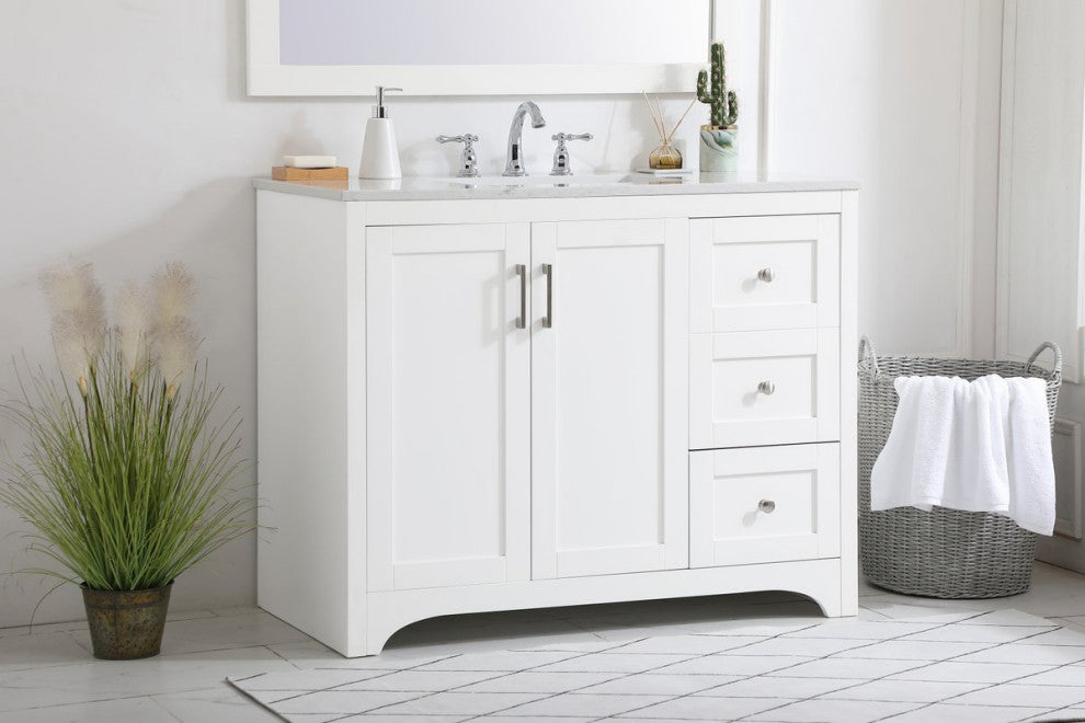 42" Single Bathroom Vanity, White
