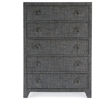 Bar Harbor 5 Drawer Raffia Dresser, Charcoal Raffia