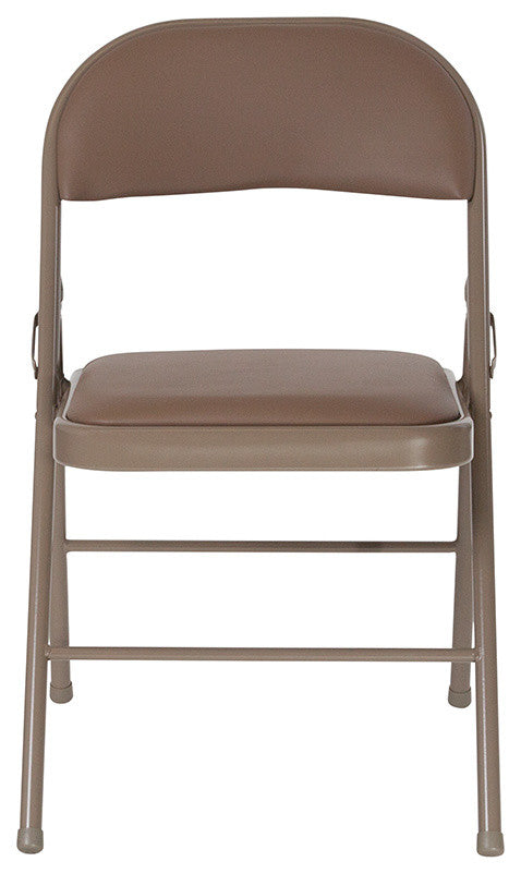 HERCULES Series Double Braced Vinyl Folding Chair, Beige