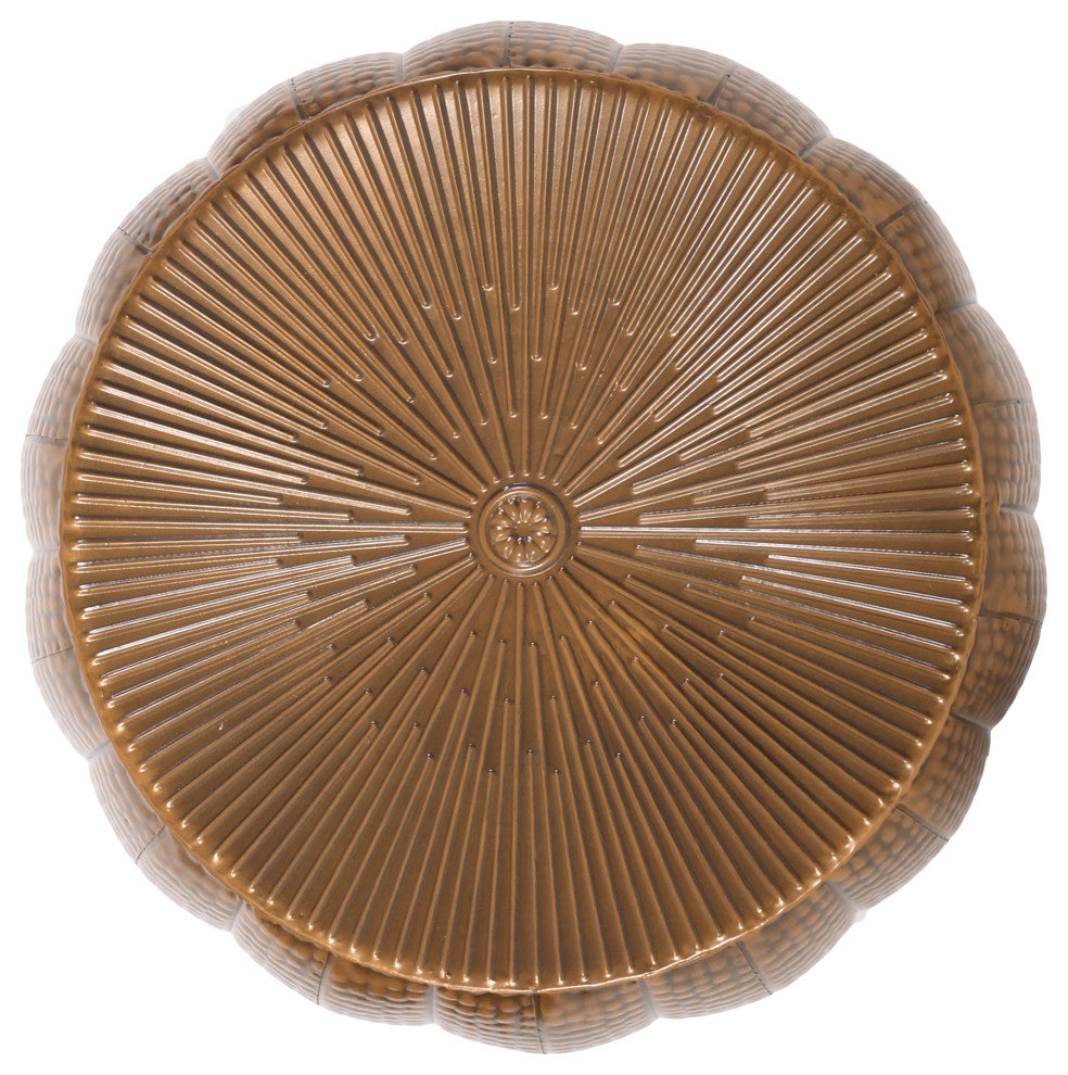 Perrotto Modern Iron Sunburst Pumpkin Coffee Table, Brushed Antique Bronze