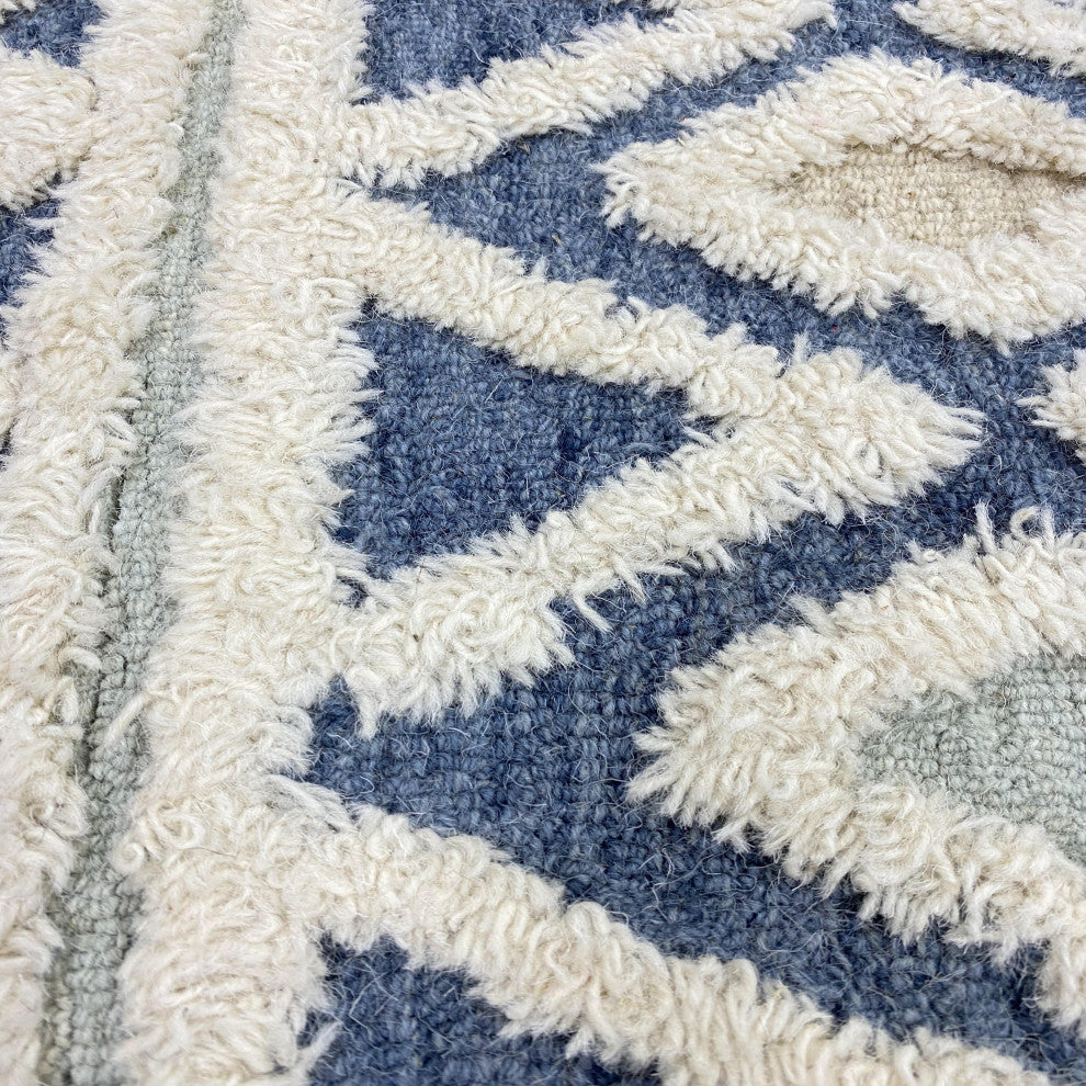 Tufted Geometric Diamonds and Stripes Round Rug, 6' Round